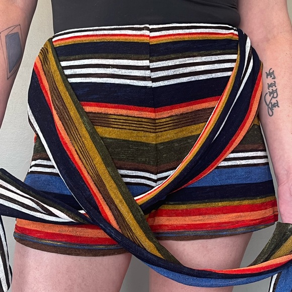 Multi color striped wrap tie shorts by Wild Honey - Picture 9 of 10